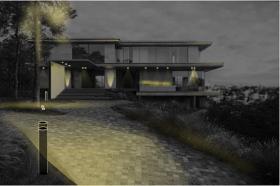 Rodinný dům, venkovní osvětlení, vizualizace
